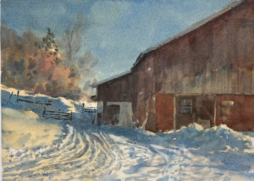 Behind the barn